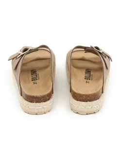 Leren slippers lichtbruin