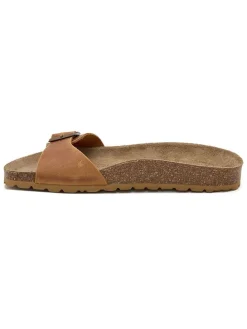 Leren slippers lichtbruin