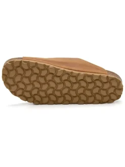 Leren slippers lichtbruin