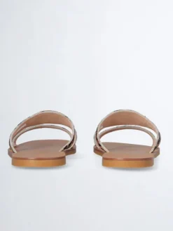 Leren slippers lichtbruin/bruin