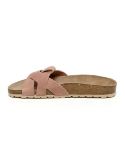 Leren slippers lichtroze