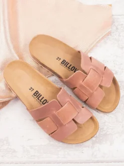 Leren slippers lichtroze
