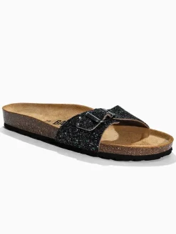 Leren slippers "Paris" zwart