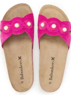Leren slippers roze