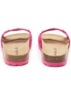 Leren slippers roze