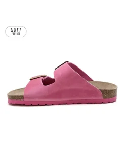 Leren slippers roze