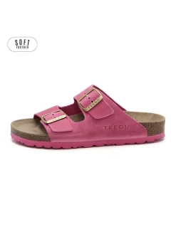 Leren slippers roze