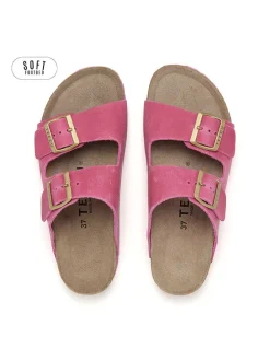 Leren slippers roze