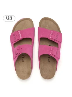 Leren slippers roze
