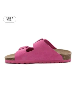 Leren slippers roze