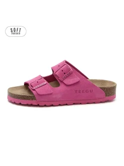 Leren slippers roze
