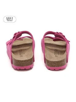 Leren slippers roze