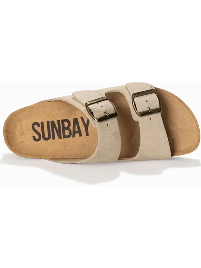 Leren slippers "Trefle" beige