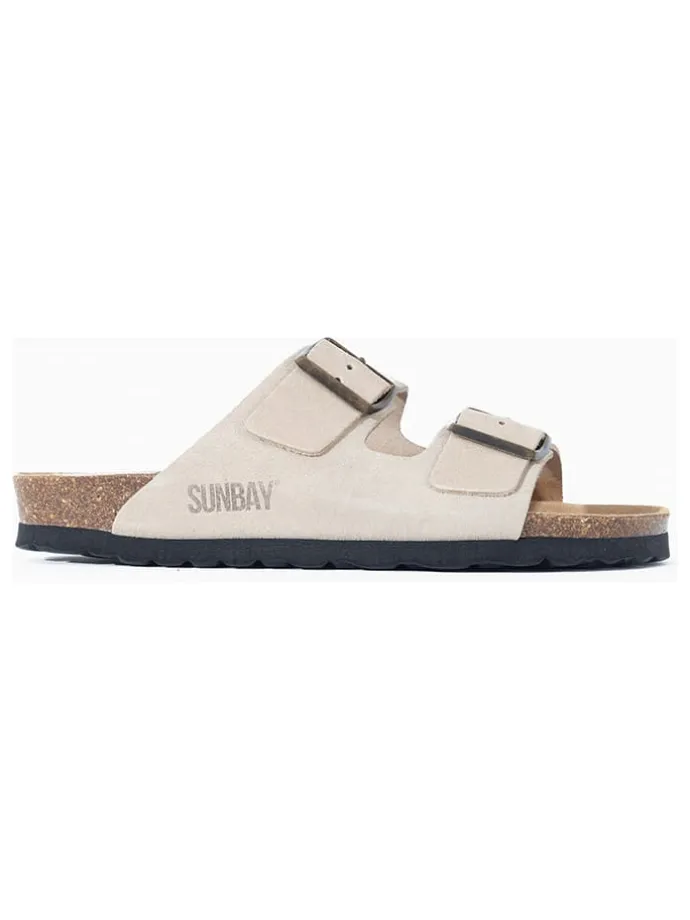 Leren slippers "Trefle" beige