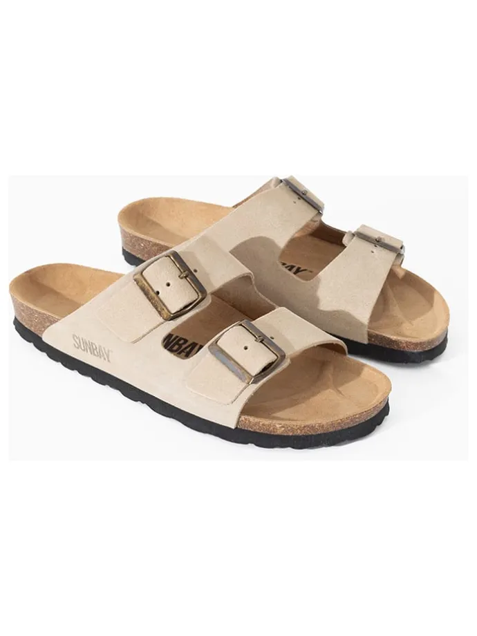 Leren slippers "Trefle" beige