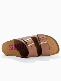 Leren slippers "Trefle" lichtroze