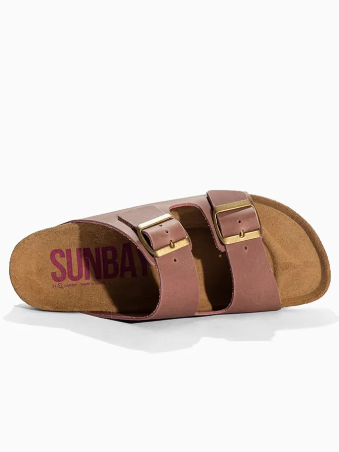 Leren slippers "Trefle" lichtroze