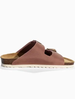 Leren slippers "Trefle" lichtroze