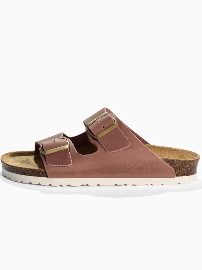 Leren slippers "Trefle" lichtroze