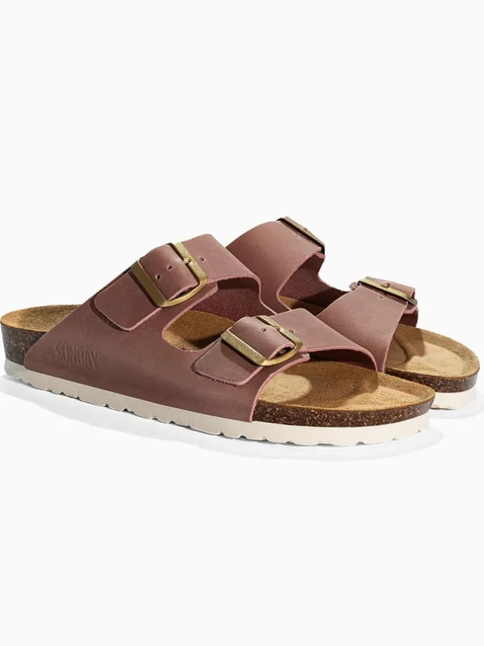 Leren slippers "Trefle" lichtroze
