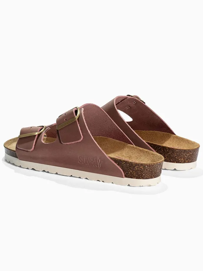 Leren slippers "Trefle" lichtroze