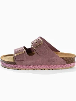 Leren slippers "Trefle" lichtroze