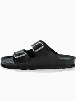 Leren slippers "Trefle" zwart
