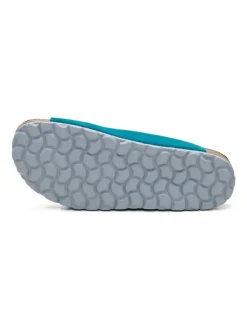 Leren slippers turquoise