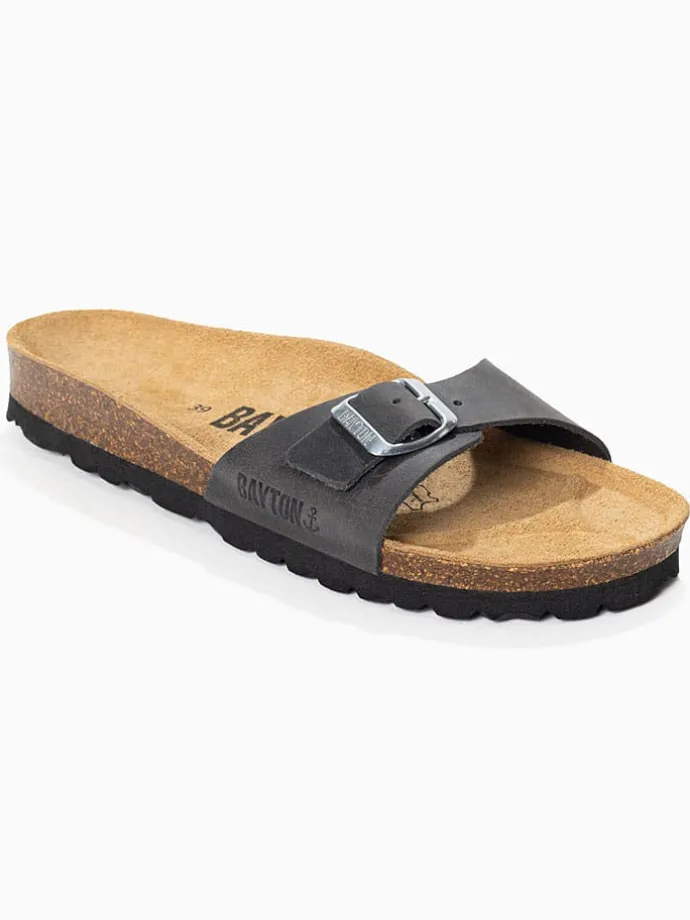 Leren slippers "Zephyr" antraciet