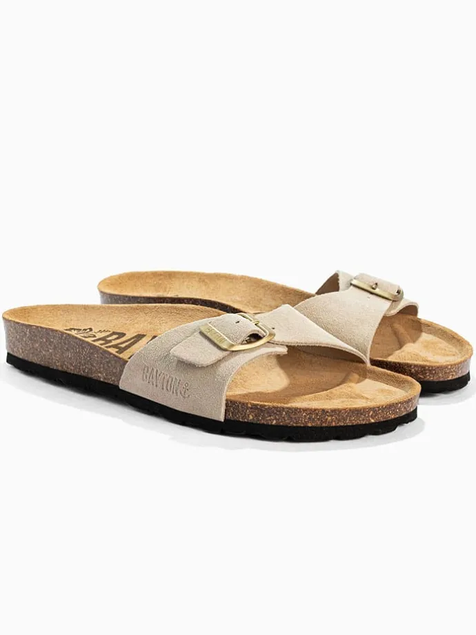 Leren slippers "Zephyr" beige