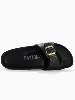 Leren slippers "Zephyr" zwart