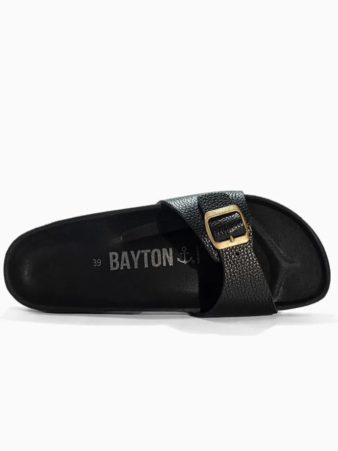 Leren slippers "Zephyr" zwart