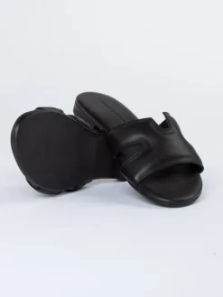 Leren slippers zwart