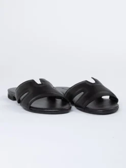 Leren slippers zwart