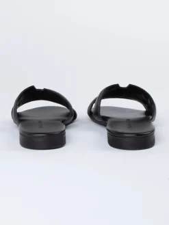 Leren slippers zwart