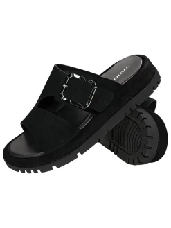Leren slippers zwart