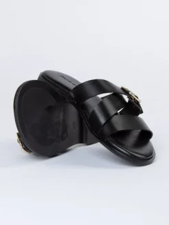 Leren slippers zwart