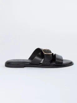 Leren slippers zwart