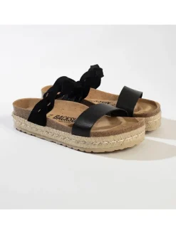 Leren slippers zwart
