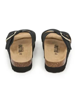 Leren slippers zwart