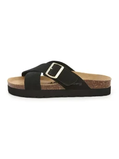Leren slippers zwart