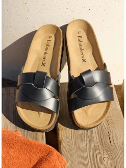 Leren slippers zwart