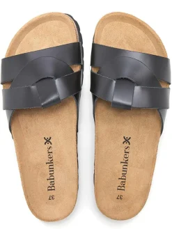 Leren slippers zwart