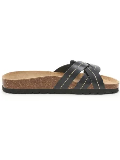 Leren slippers zwart