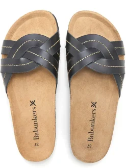 Leren slippers zwart