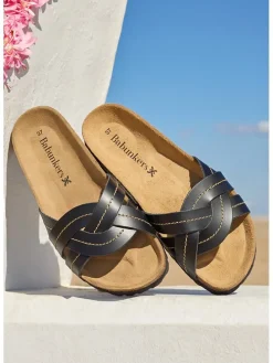 Leren slippers zwart