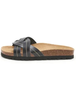 Leren slippers zwart