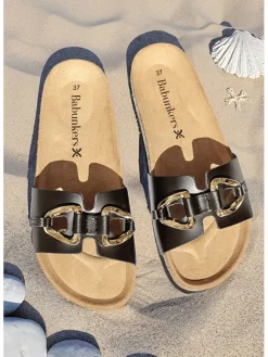 Leren slippers zwart