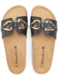 Leren slippers zwart