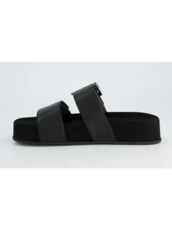 Leren slippers zwart